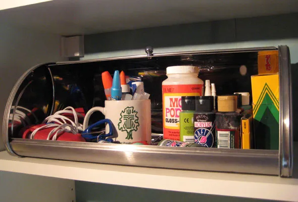Fun craft supply storage: breadbox